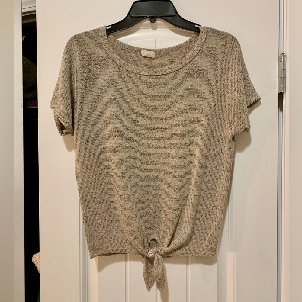 Beige Tie Front Top